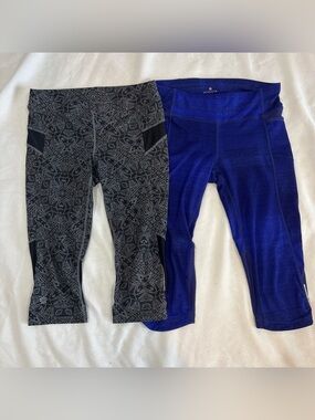 Athleta Lot Of 2 Capri Leggings Pants Compression Women’s Size Small Grey Blue